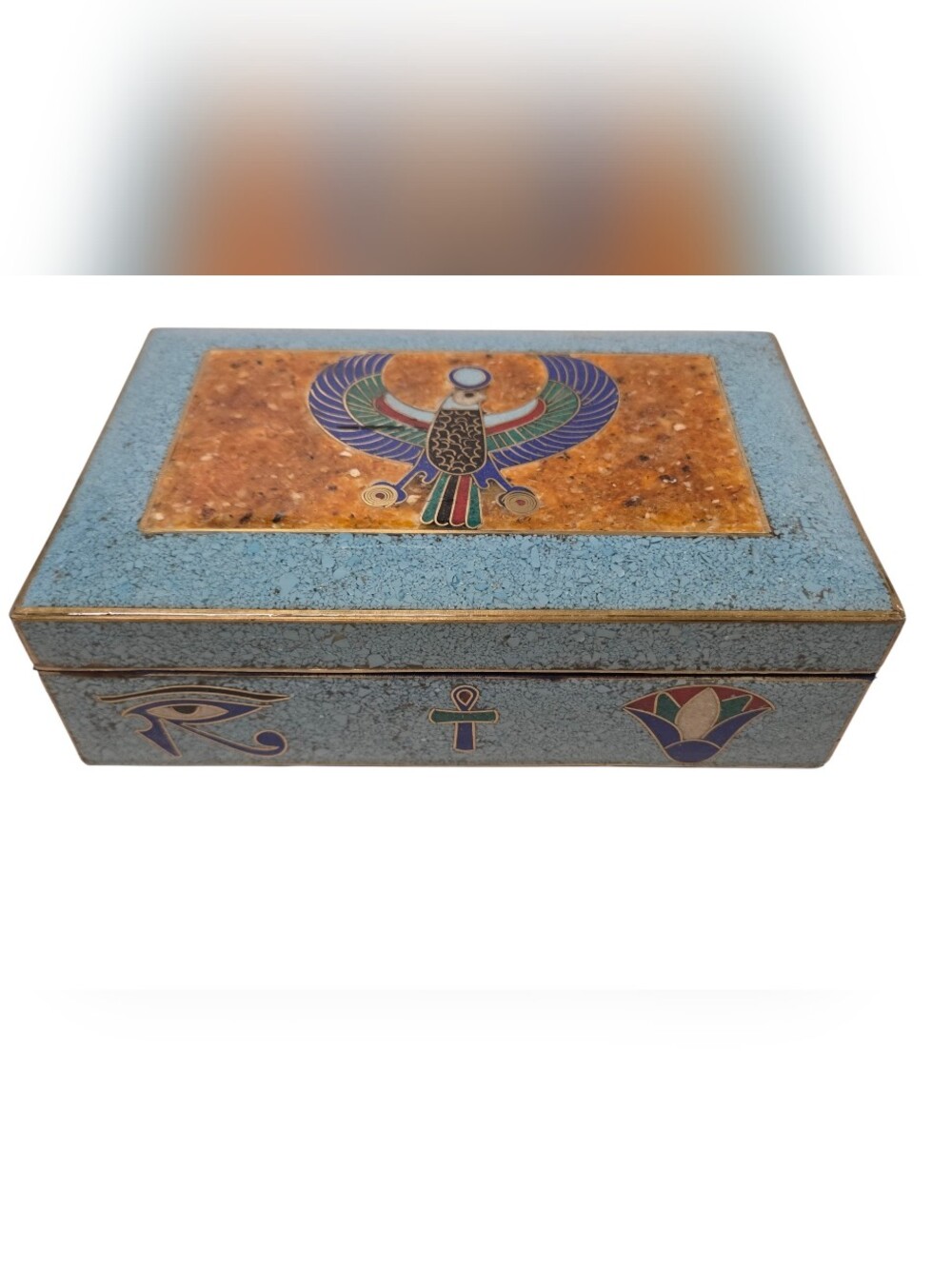 Egyptian Revival cloisonné enamel trinket box